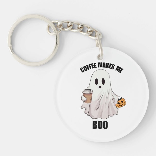 Ghost Coffee Halloween Funny  Key Ring (Front)