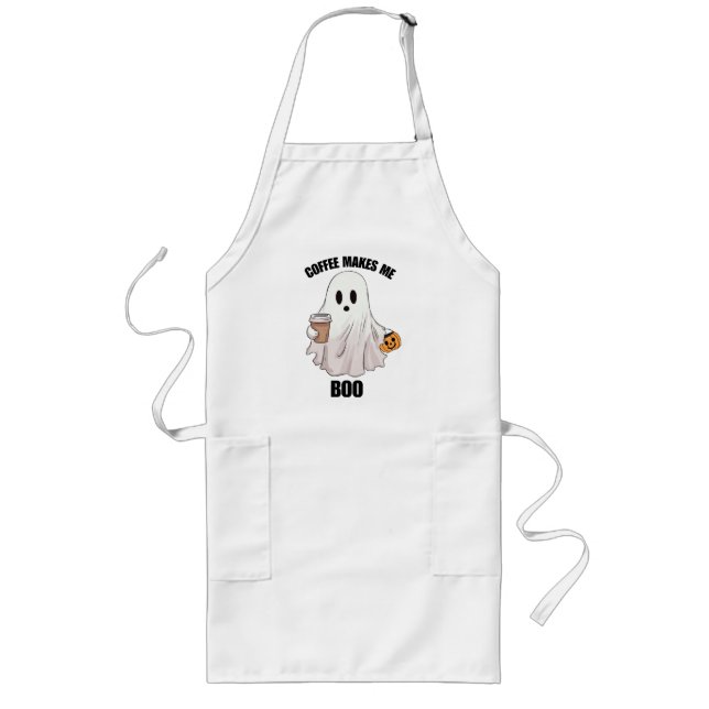 Ghost Coffee Halloween Funny  Long Apron (Front)