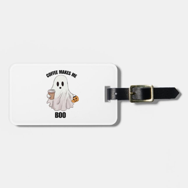 Ghost Coffee Halloween Funny  Luggage Tag (Front Horizontal)