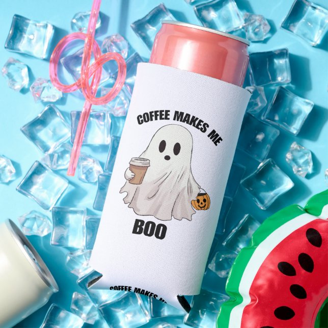 Ghost Coffee Halloween Funny  Seltzer Can Cooler (In Situ Summer)
