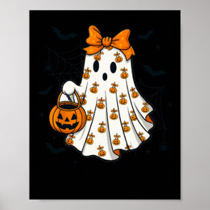 Ghost Coquette Spooky Halloween Pumpkin Treat Or T Poster