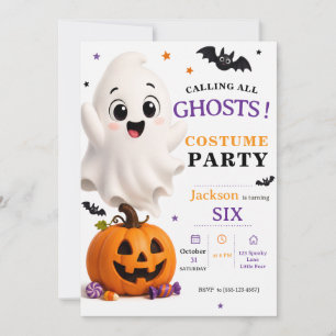 Ghost Costume Party - Cute Halloween Birthday Invitation