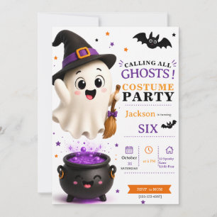 Ghost Costume Party - Cute Halloween Birthday Invitation