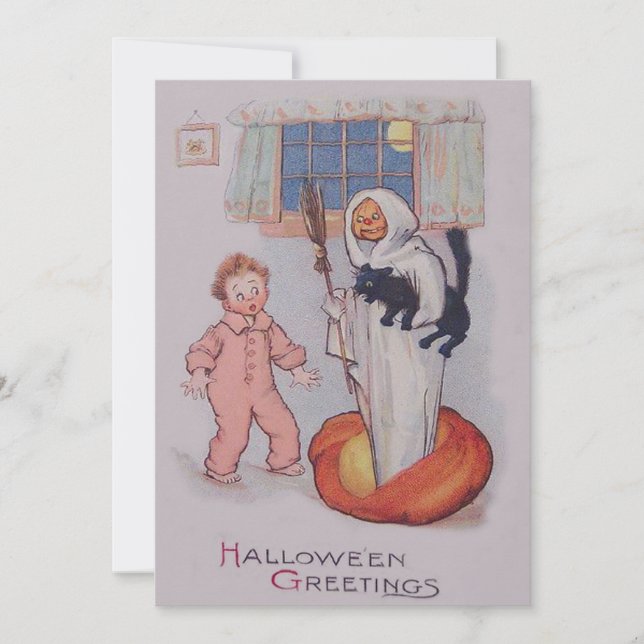 Ghost Costume Smiling Jack O Lantern Black Cat (Front)