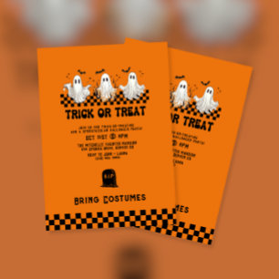 Ghost Costume Trick or Treat Halloween Party Invitation