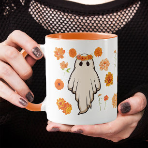 Ghost Cottagecore Fall Harvest Flowers Mug