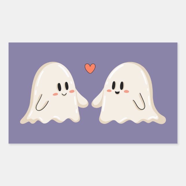 Ghost Couple in Love Rectangular Sticker (Front)