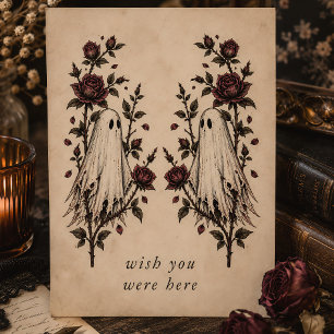 Ghost Couple Wish You Were Here Halloween Holiday Card