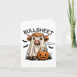 Ghost Cow Funny Halloween Spooky Moo Animal Costum Card