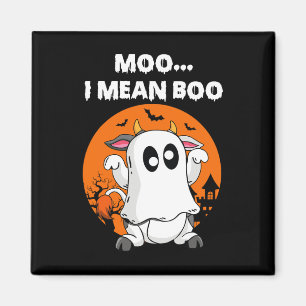 Ghost Cow Moo I Mean Boo Halloween Funny Cow Lover Magnet