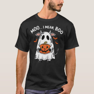 Ghost Cow Moo I Mean Boo Halloween Funny Highlands T-Shirt