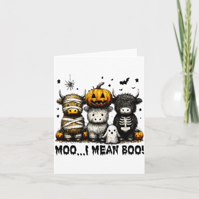 Ghost Cow Moo I Mean Boo Halloween Outfit Funny Co Card (Front)