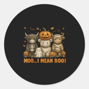 Ghost Cow Moo I Mean Boo Halloween Outfit Funny Co Classic Round Sticker