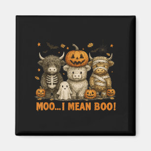 Ghost Cow Moo I Mean Boo Halloween Outfit Funny Co Magnet