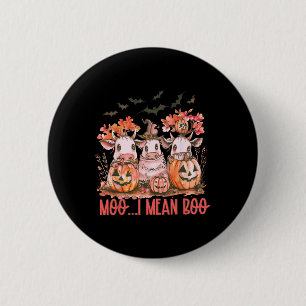 Ghost Cow Moo I Mean Boo Pumpkin Halloween 6 Cm Round Badge