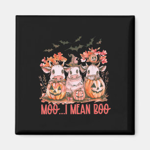 Ghost Cow Moo I Mean Boo Pumpkin Halloween Magnet