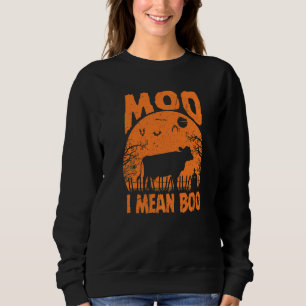 Ghost Cow Moo I Mean Boo Pumpkin Moon Halloween Sweatshirt