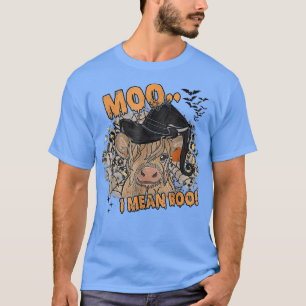 Ghost Cow Moo I Mean Boo Pumpkin Moon Halloween T-Shirt
