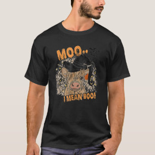 Ghost Cow Moo I Mean Boo Pumpkin Moon Halloween T-Shirt