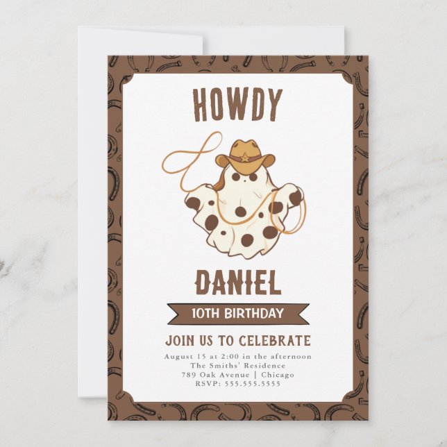 Ghost Cowboy Birthday Invitation (Front)