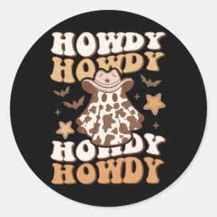 Ghost Cowboy Hat Bats Rodeo Western Halloween  Classic Round Sticker