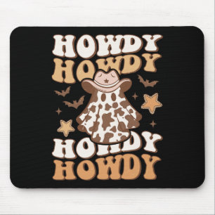 Ghost Cowboy Hat Bats Rodeo Western Halloween Mouse Pad
