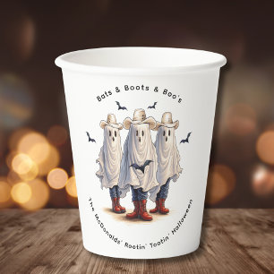Ghost Cowboy Western Theme Spooky Halloween Party Paper Cups