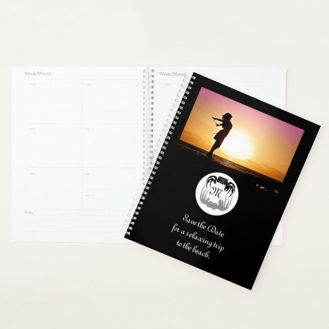 Ghost Crab Silhouette and Shadow Monogram Photo Planner (Display)