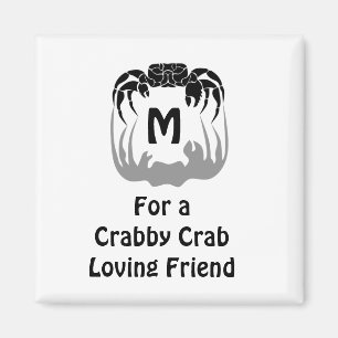 Ghost Crab Silhouette Casting a Shadow Monogram Magnet