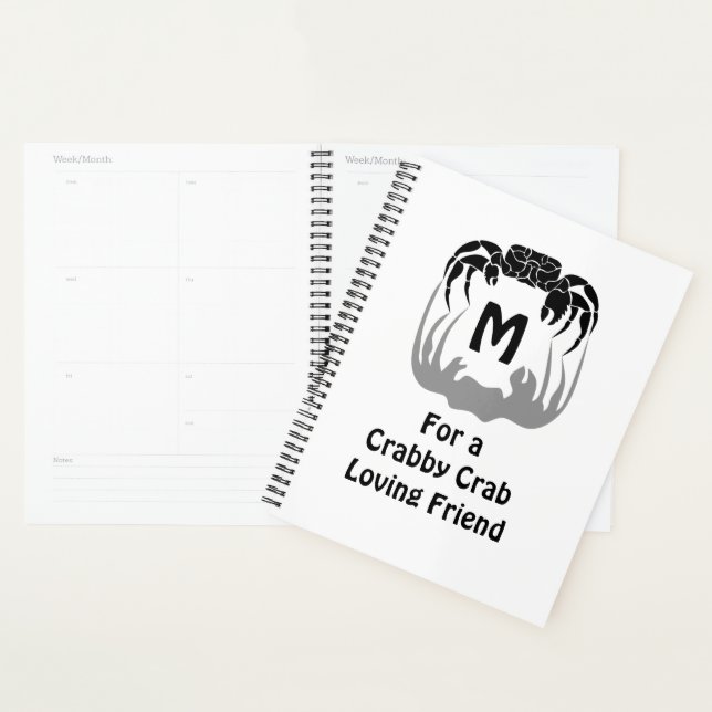 Ghost Crab Silhouette Casting a Shadow Monogram Planner (Display)