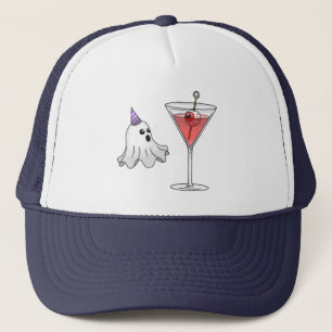 Ghost & Creepy Halloween Cocktail Trucker Hat
