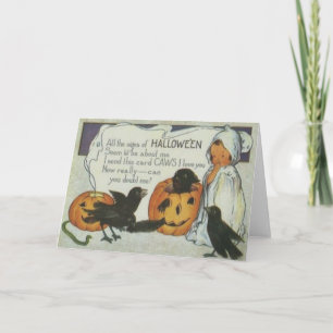Ghost Crow Jack O Lantern Pumpkin Black Cat Card