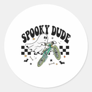 Ghost Cycling Bicycle Bike Retro Halloween Party C Classic Round Sticker