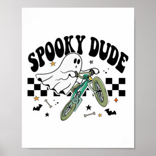 Ghost Cycling Bicycle Bike Retro Halloween Party C Poster