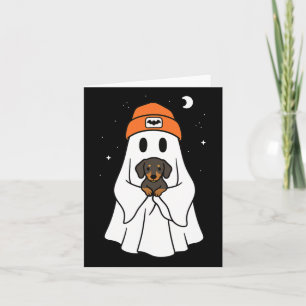 Ghost Dachshund Doxie Animal Lover Halloween Beeni Card