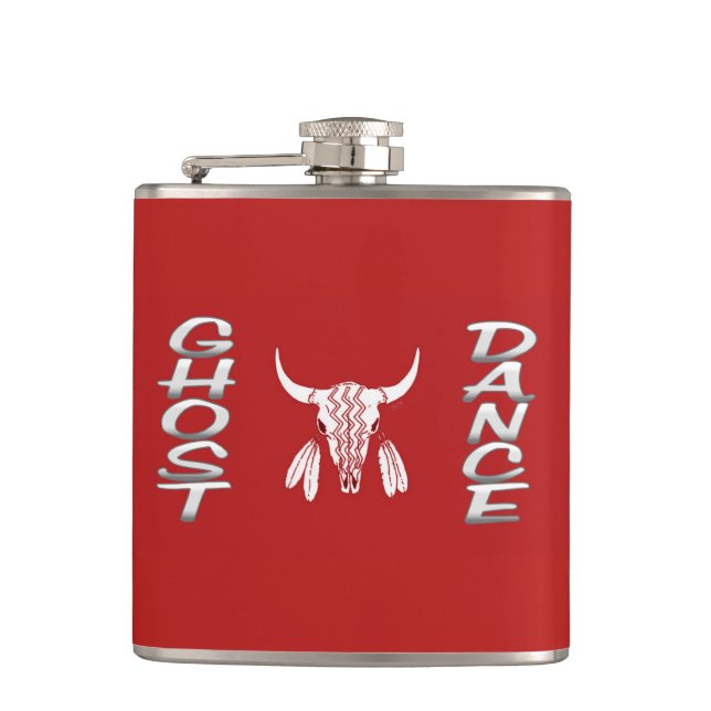 Ghost Dance red wrapped flask (Front)