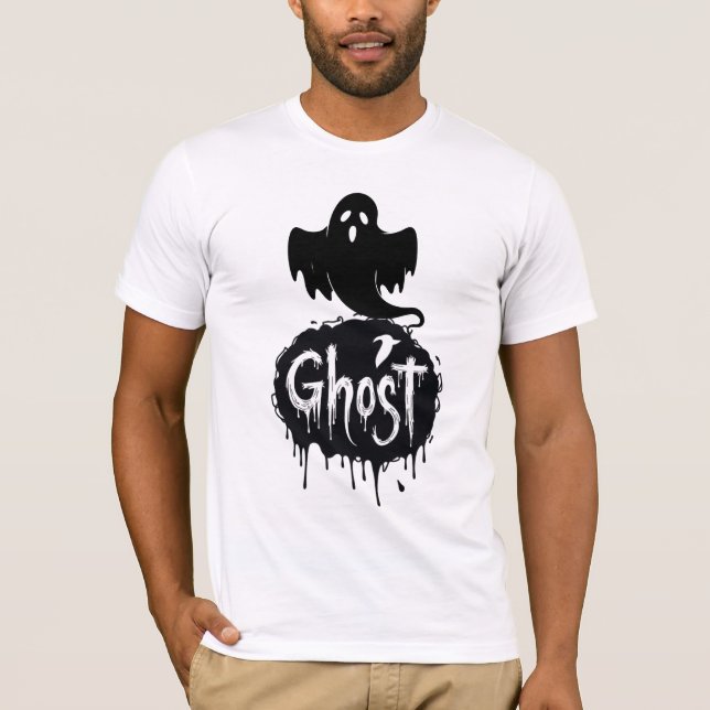 Ghost – Dark Horror Dripping Text Art T-Shirt (Front)