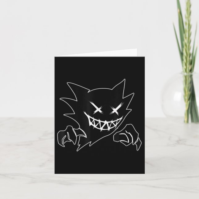 Ghost Demon Sketchy Blackwork Tattoo Flash  Card (Front)
