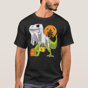 Ghost Dinosaur Funny T Rex Halloween Shirt For Boy