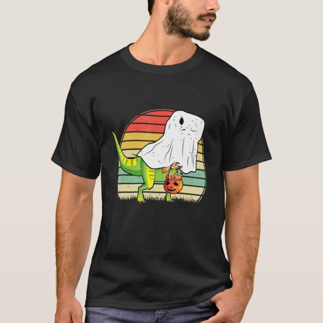 Ghost Dinosaur  Halloween Rex Costume T-Shirt (Front)