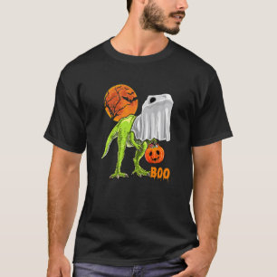 Ghost Dinosaur rex  Boo Halloween Pumpkin Boys Kid T-Shirt