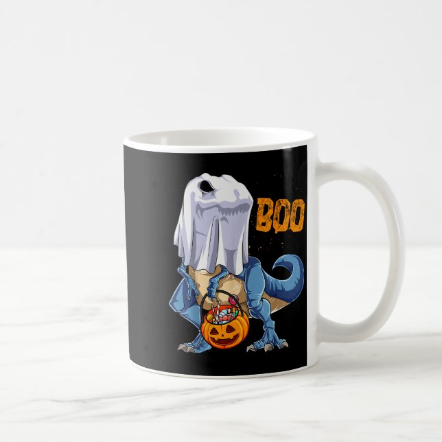 Ghost Dinosaur T Rex Funny Boo Halloween Boys Men  Coffee Mug (Right)