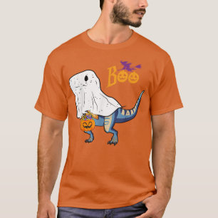 Ghost Dinosaur T rex Funny Boo Halloween Boys Men  T-Shirt