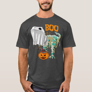 Ghost Dinosaur T rex Funny Boo Halloween Boys Men  T-Shirt