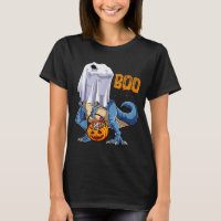 Ghost Dinosaur T Rex Funny Boo Halloween Boys Men 
