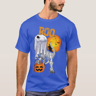 Ghost Dinosaur T rex Funny Boo Halloween Boys Men  T-Shirt