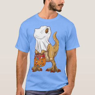 Ghost Dinosaur T Rex Funny Boo Halloween Boys Men  T-Shirt