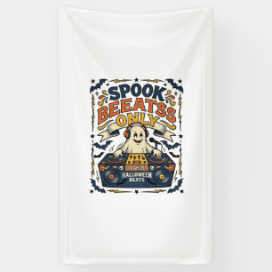 Ghost DJ Spooky Beats Vintage Engraving Halloween Banner