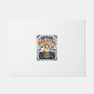 Ghost DJ Spooky Beats Vintage Engraving Halloween Doormat