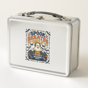 Ghost DJ Spooky Beats Vintage Engraving Halloween  Metal Lunch Box